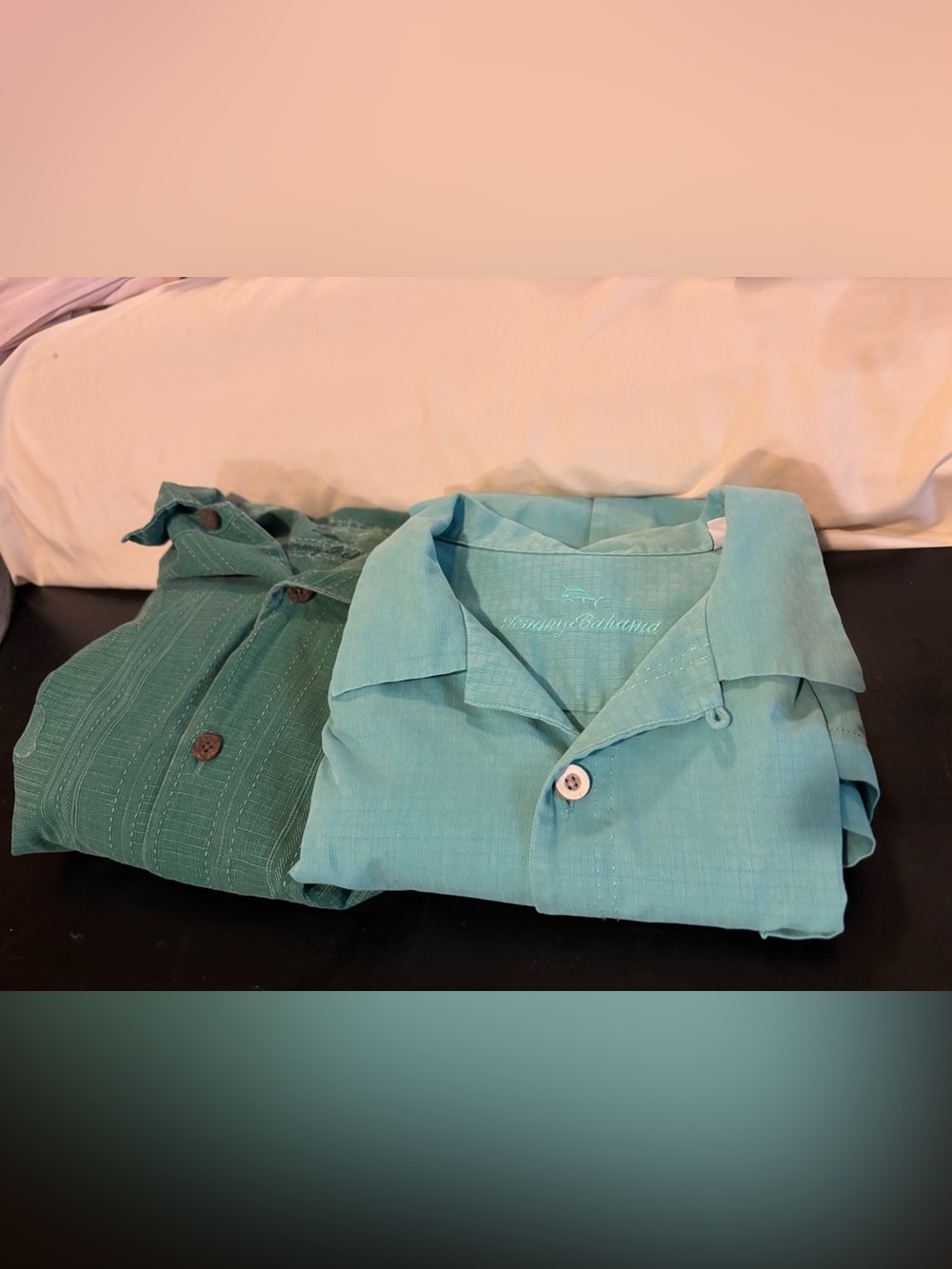 Tommy Bahama Mens XL Green Floral Silk Poly Short Sleeve Button Up Relaxed set 2